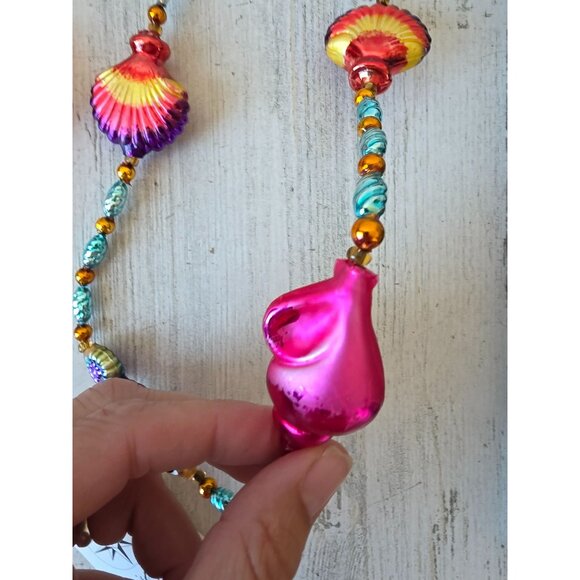 Radko seaside greetings seahorse shell Garland RARE Xmas glass tropical pink rai - Picture 11 of 15